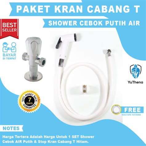 Paket Shower Cebok Bidet Jet Shower AIR BD 03 W Dan Stop Kran Cabang