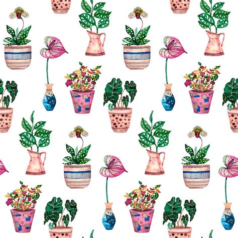 Premium Vector House Plant In Pots Watercolour Illustration