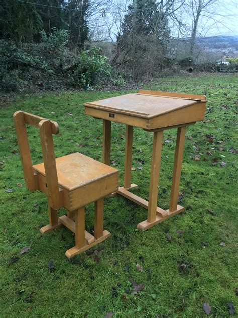 Vintage Wooden School Desk and Chair – Upcite