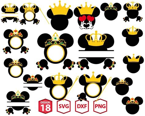 Mickey Ears King Crown Svg Minnie Ears Queen Crown Svg Upplop