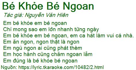 Loi Bai Hat Be Khoe Be Ngoan Nguyen Van Hien Co Nhac Nghe