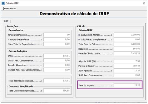 Fp Folha De Pagamento Mensal Como Realizado O C Lculo Do Irrf