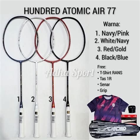 Jual Hundred Atomic Air 77 32lbs Raket Badminton Bulutangkis Original