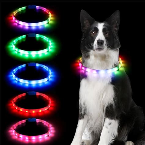 犬用 光る首輪 Lサイズ レインボー 65cm 夜の散歩 Ledライト 47 1 お出かけ・お散歩用品