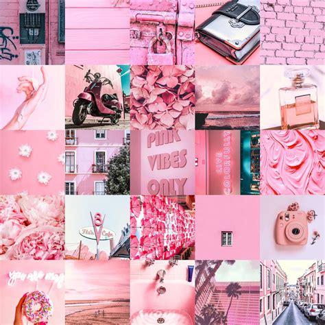 Aesthetic Pink Wall Collage Kit 4x6 Princess Pink Photo Etsy Wall