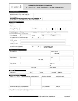 Fillable Online SHORT COURSE APPLICATION FORM Fax Email Print PdfFiller