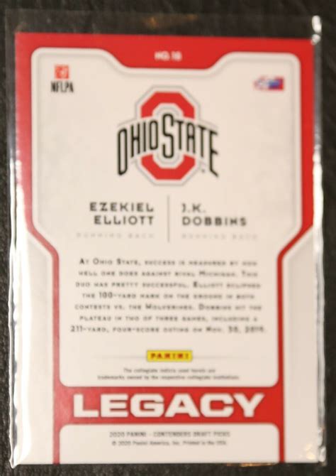 2020 Panini Contenders Draft Picks Legacy 18 Ezekiel Elliott J K