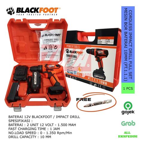 Jual BLACKFOOT Mesin Bor Baterai Cordless Drill Set 10MM 12Volt