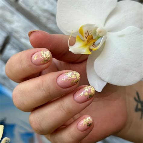 Classy Nude Nails With Gold Foil You Will Love Nail Designs Daily