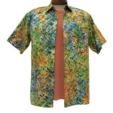 Men S Basic Options Short Sleeve Multi Digital Button Front Batik Shirt