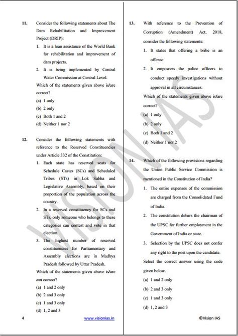 Vision Ias Prelims Test Series 11 To 15 English Medium 2022