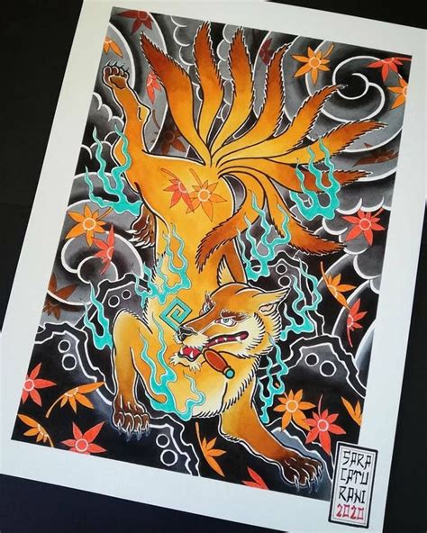 Irezumi Culture Tattoo trên Instagram Kitsune momiji art design