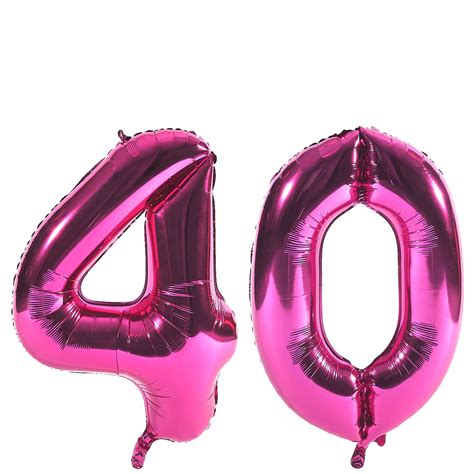 Buy Age 40 Giant Foil Helium Numeral Balloons Pink Deflated For Gbp