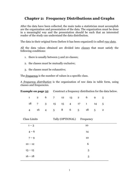 Chapter Frequency Distributions And Graphs