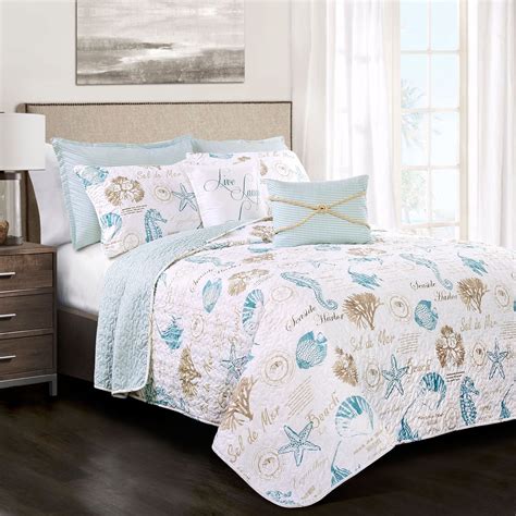 Harbor Life 7 Pc Coastal Quilt Bed Set By Lush Decor With Images Quilt Sets Bedding King