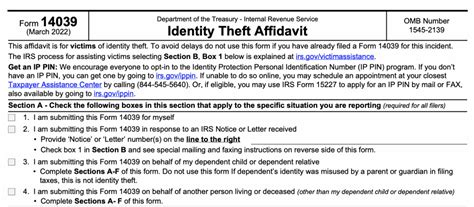 Irs Form A Guide To Your Identity Theft Affidavit