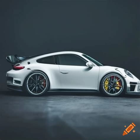 White Porsche Gt3 Rs In A Dark Environment On Craiyon