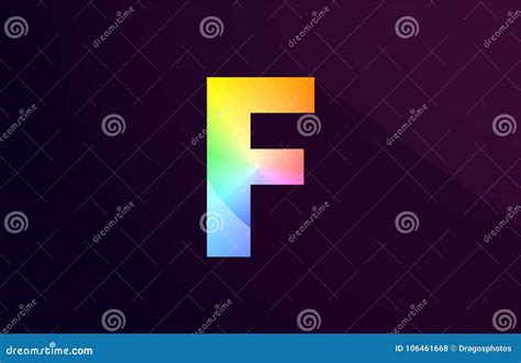 F Letter Rainbow Colored Alphabet Logo Icon Design Stock Illustration