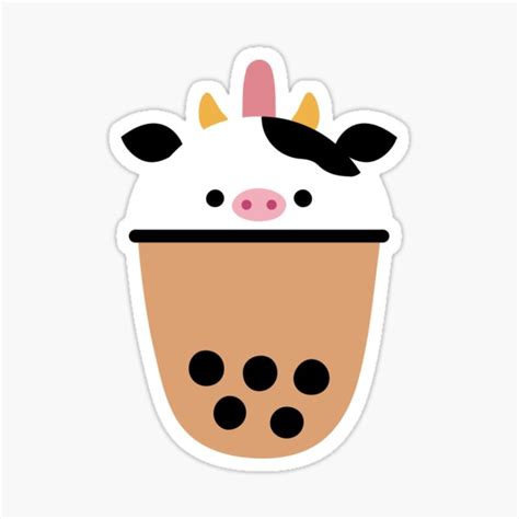 Boba Cow Sticker For Sale By StrawberryDeeCo Redbubble