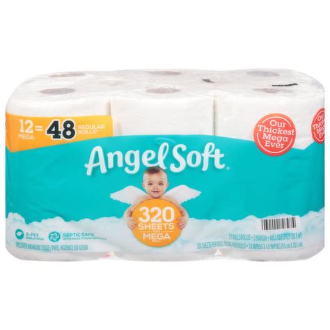 Angel Soft Bathroom Tissue Unscented Mega Rolls 2 Ply