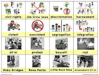 Civil Rights Movement Picture Vocabulary Cards By Fun For Learning