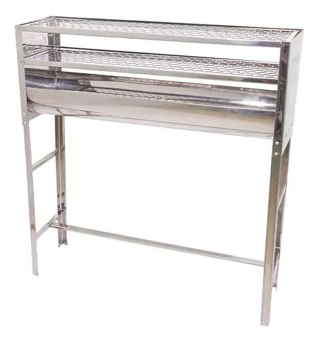 Gudim 61 1 Móvel churrasqueira espetinho 2 grelhas aço inox 80x23 cm