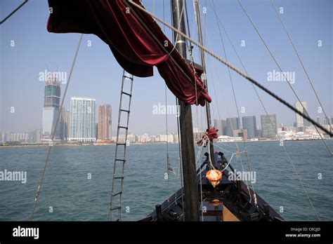 The Bow Of The Aqua Luna Hong Kong Junk Converted For Tourist Charter