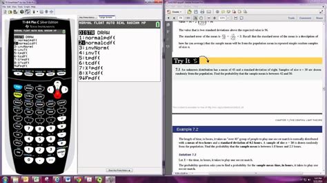 Describing The Distribution Of The Sample Mean Using Ti 84