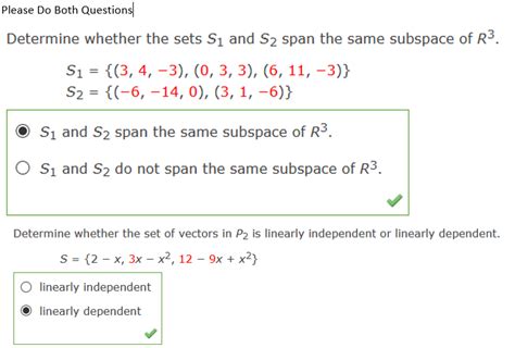 Solved Please Do Both Questions Determine Whether The Sets Chegg