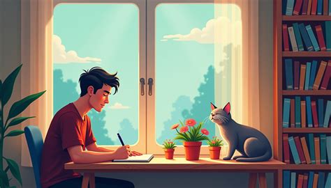 Handsome Man Studies Near Window Stable Diffusion Online