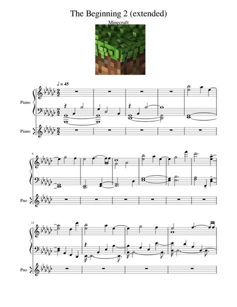 Beginning 2 Minecraft Extended Sheet Music For Piano Piano Duo