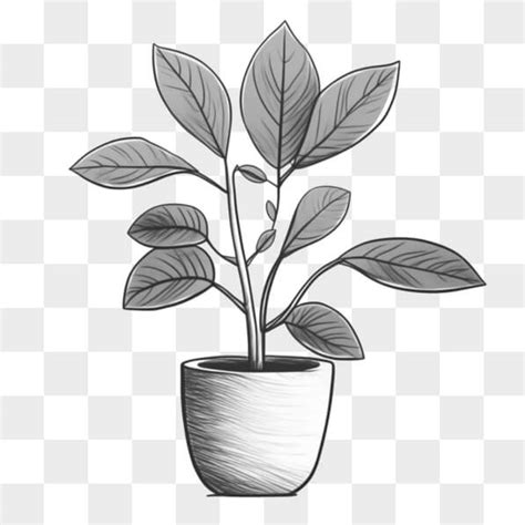 Descarga Dibujo de Planta en Maceta en Blanco y Negro Sketches En Línea