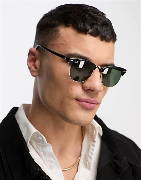 Ray Ban Clubmaster Zonnebril In Zwart 0rb3016 Asos