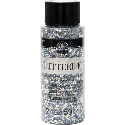 Folkart Glitterific Acrylic Craft Paint Glitter Finish Silver 2 Fl Oz