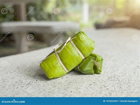 Sticky Rice and Banana in Banana Leaf Stock Image - Image of culture ...