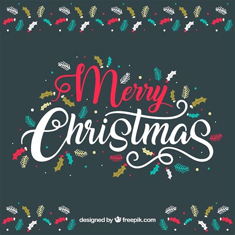 Free Vector Cute Christmas Lettering With Floral Decoration