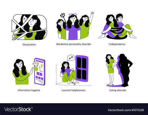 Set Of Concepts Of Mental Health And Psychology Vector Image