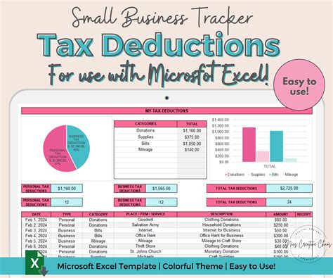 Tax Deduction Tracker Excel Spreadsheet Small Business Tax Deductions