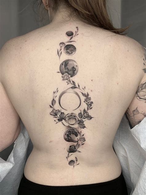 Moon Phases Spine Tattoo Star Tattoo Designs Body Art Tattoos Tattoos