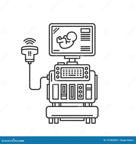 Ultrasound Diagnostic Icons Set On White Background Line Style Vector