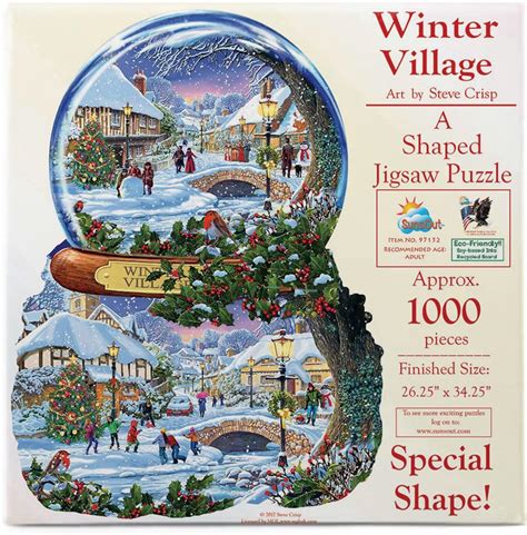 Amazon Sunsout Inc Winter Village Pc Special Shape Jigsaw