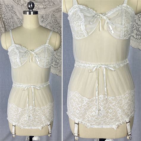 Vintage 1960s Teddy Sheer White Nylon Chiffon With Lace Etsy