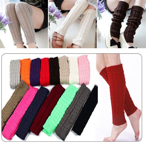 Winter Knit Crochet High Knee Leg Warmers Legging Boot Socks Foot Cover