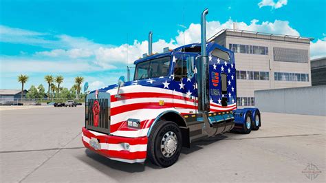 Skin USA Flag Tractor On A Kenworth T800 For American Truck Simulator