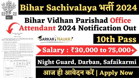 Bihar Vidhan Parishad Vacancy Bihar Sachivalaya Office Attendant