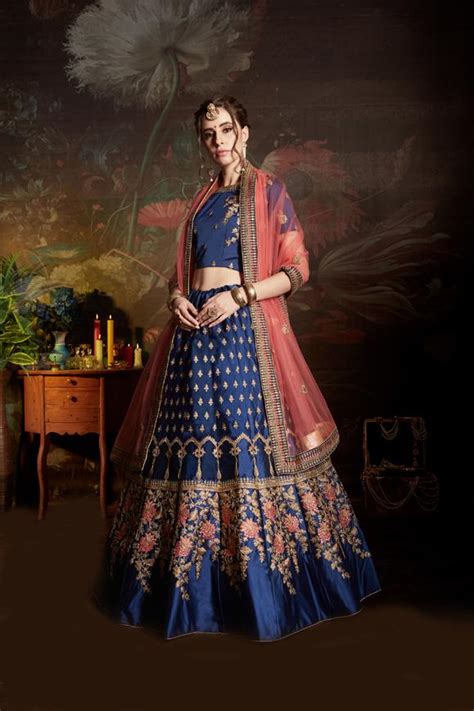 Blue Color Wedding Lehenga Choli With Dori Sequence And S