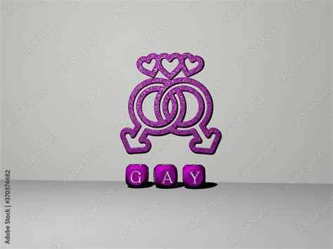 D Representation Of Gay With Icon On The Wall And Text Arranged By Metallic Cubic Letters On A