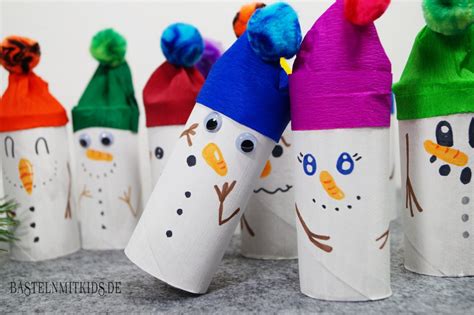 Schneemann basteln mit Kindern - Bastelnmitkids