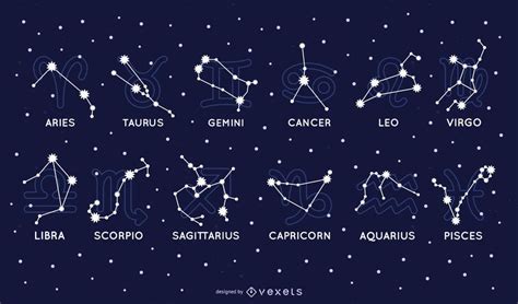 Conjunto De Constelações Do Zodíaco Baixar Vector