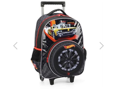 Mochila Infantil Rodinha Hot Wheels G Preta Luxcel